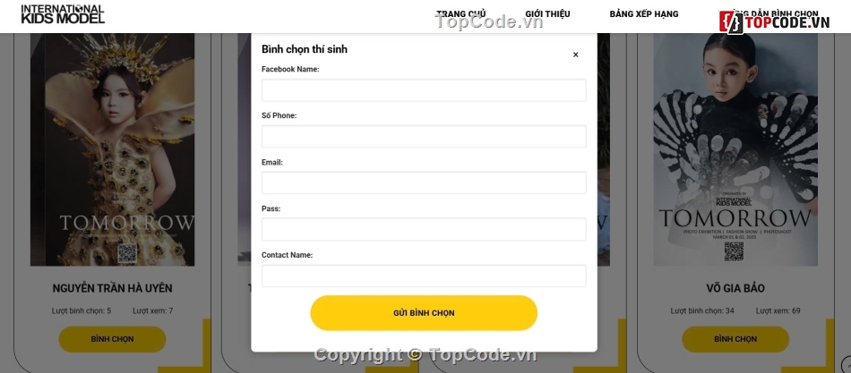web bình chọn,bình chọn thí sinh,Sharecode Website Bình Chọn Thí Sinh Cực Đẹp